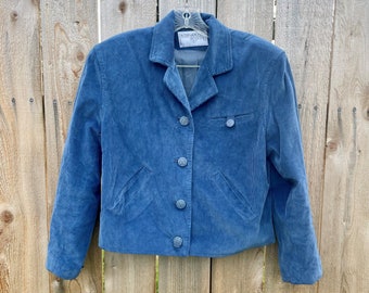 VINTAGE 1980s International Science Blue Corduroy Blazer