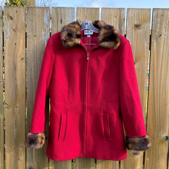 VINTAGE 1980s Mario De Pinto Long Red Wool Coat F… - image 4