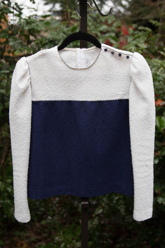 Vintage 1990s Leslie Fay Navy Blue Sweater