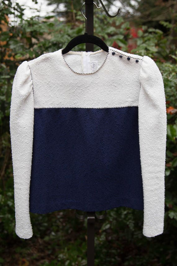 VINTAGE 1990s Leslie Fay Navy Blue Sweater - image 1