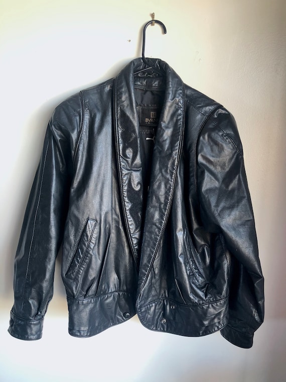 Vintage 1990s Byrnes & Baker Black Leather Jacket