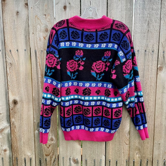 VINTAGE 1980s Joan Harper Pink Rose Sweater - image 5