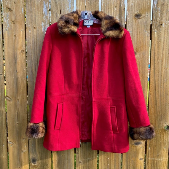 VINTAGE 1980s Mario De Pinto Long Red Wool Coat F… - image 3