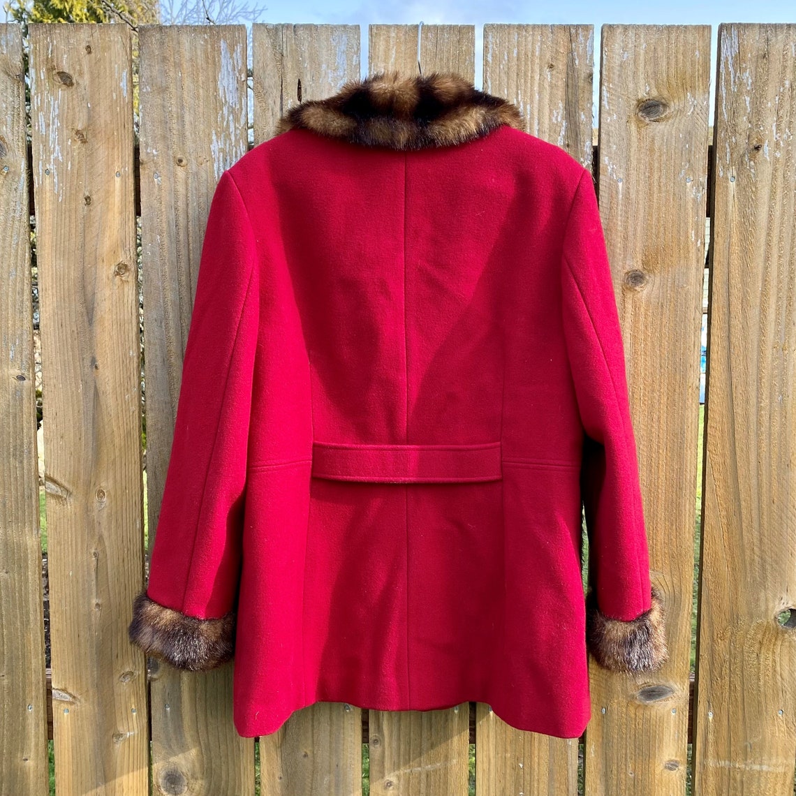 VINTAGE 1980s Mario De Pinto Long Red Wool Coat Faux Fur Collar - Etsy