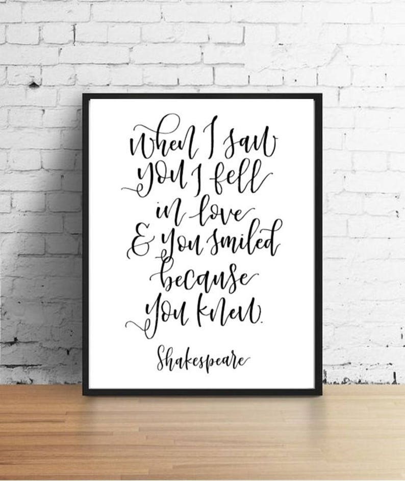 When I Saw You I Fell In Love Shakespeare Quotes Shakespeare quote about love when I saw you I fell in love | Etsy