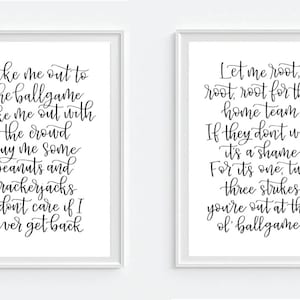 Take me out to the ball game | Nursery present for baby boy | Cute baseball drawings with song lyrics | 2 PDF downloads