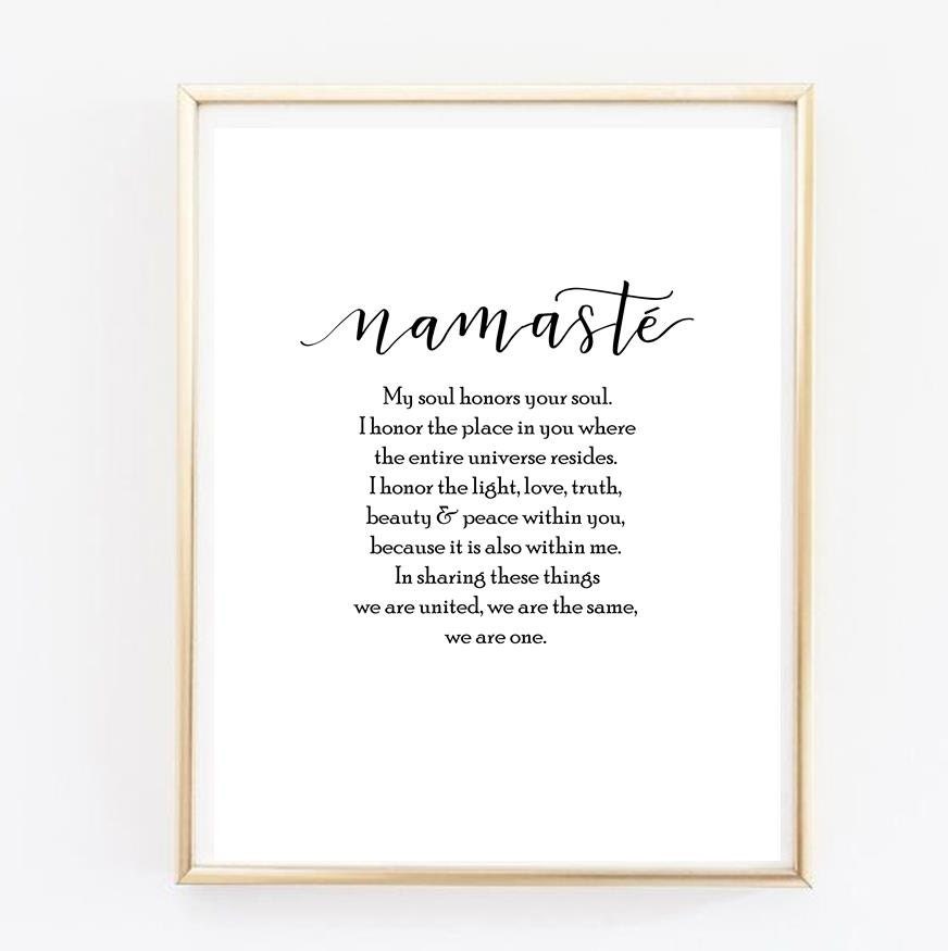 Namaste Yoga Calligraphy Printable My Soul Honors Your Soul. | Etsy