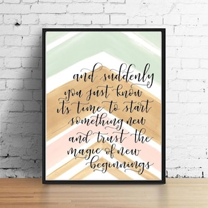 Time to start something new and trust the magic of new beginnings | Inspiration calligraphy poster
