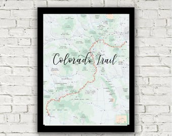 Colorado Trail | Hiking Print | Hiking trail with calligraphy lettering over Colorado trail | Gift for friend | 8x10 print