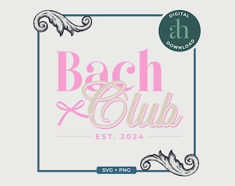 Bachelorette Club SVG | Preppy Bow, Bridal Party, Coquette Aesthetic, Trendy, Bach | Silhouette Cameo, Cricut DIY | Commercial License