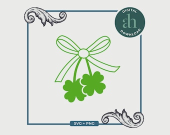 Shamrock Bow SVG | Preppy Bow, St. Patrick's Day, Coquette Aesthetic, Girly, Trendy | Silhouette Cameo, Cricut DIY | Commercial License