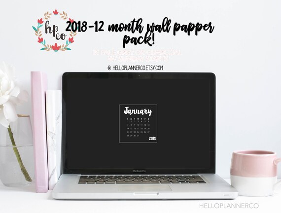2018 monthly calendar desktop background and wallpaper etsy electronic monthly calendar