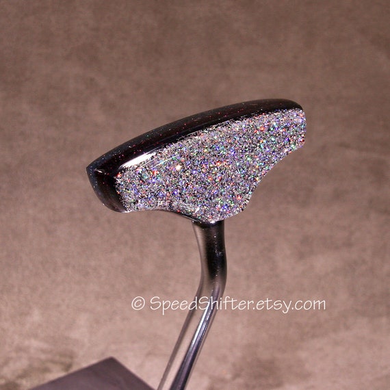 Silver Rainbow Holographic with Burgundy and Smoke. T-Handle SHIFT KNOB,  For your Hot Rod, Rat Rod, Cool Ride, Sports Car, Fast C