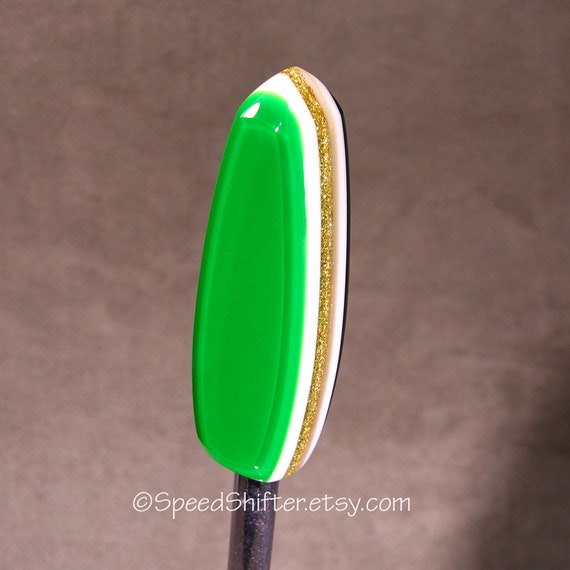 Green with Gold Metalflake. SHIFT KNOB, Specific Thread Mount or Universal Fit.  For your Hot Rod, Rat Rod, Cool Ride, Sports Car