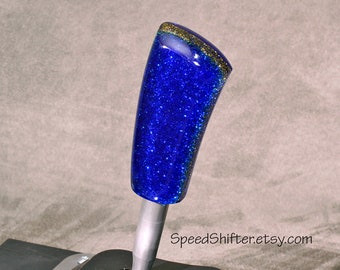 Lebendiges Blau mit Gold. SCHALTKNOPF, Schraubgewinde oder Universal Fit. Für Ihren Hot Rod, Rat Rod, Coole Fahrt, Sportwagen
