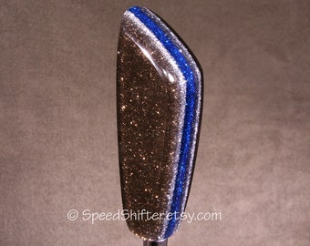 Handmade Electric Blue Shift Knob, Silver Bronze Metalflake, Universal Fit
