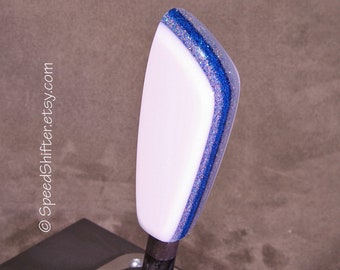 White and Blue, SHIFT KNOB  Metallic, Metal Flake, For your Hot Rod, Rat Rod, Cool Ride, Sports Car, Fast Car