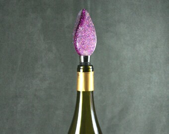 WINE BOTTLE STOPPER Pink Flame - Handmade in holographic pink/purple acrylic