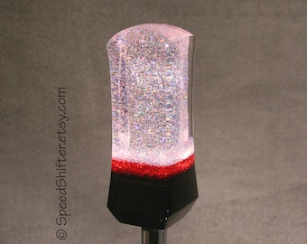 Holographic Shift Knob: Red & Black Acrylic Car Shifter