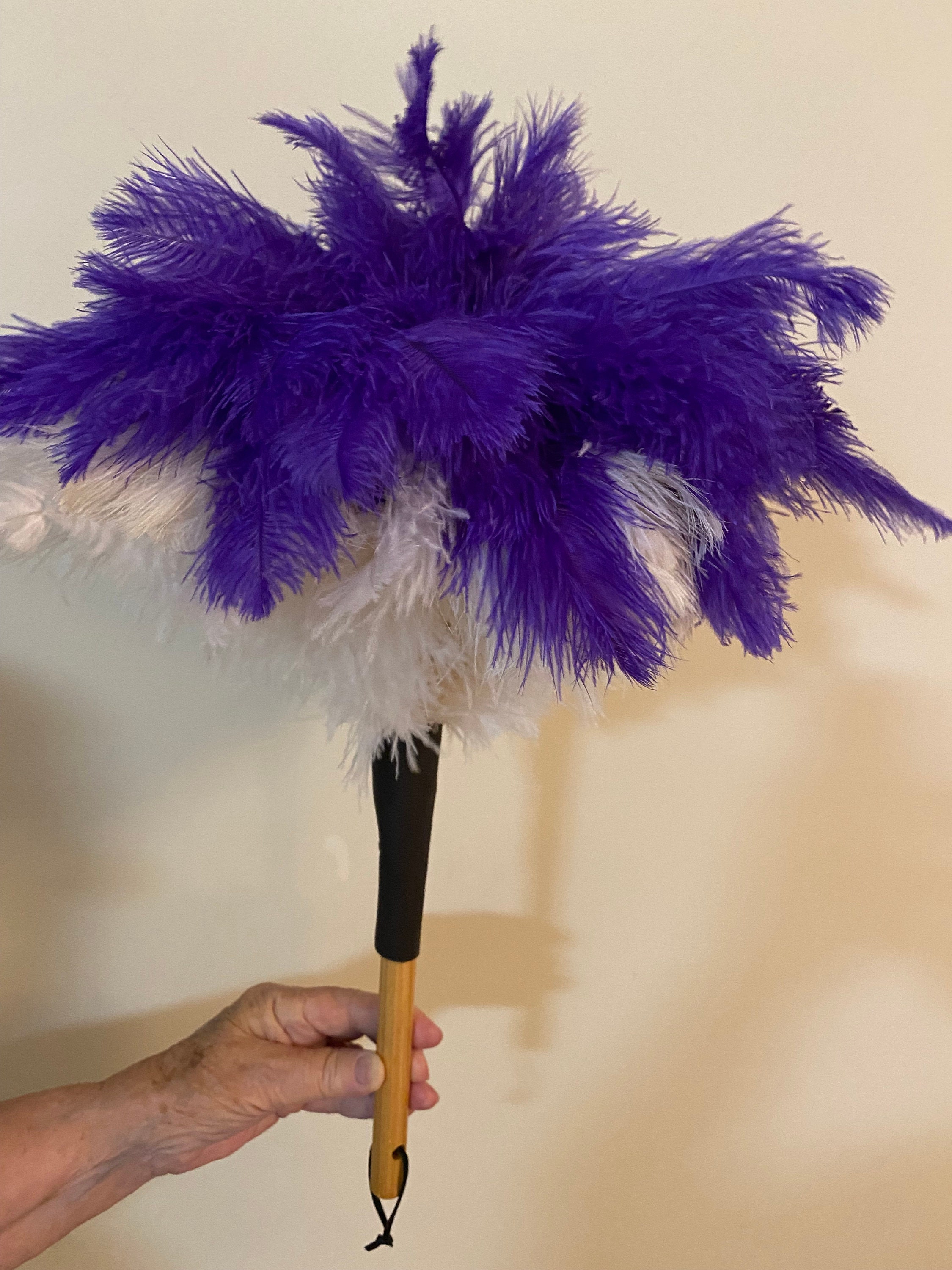 Purple and White Ostrich Feather Display Duster 550cm Overall Etsy