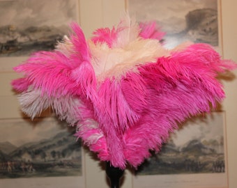 One 2 colour lightb pink and white soft ostrich feather display duster overall 80cm- other colours available