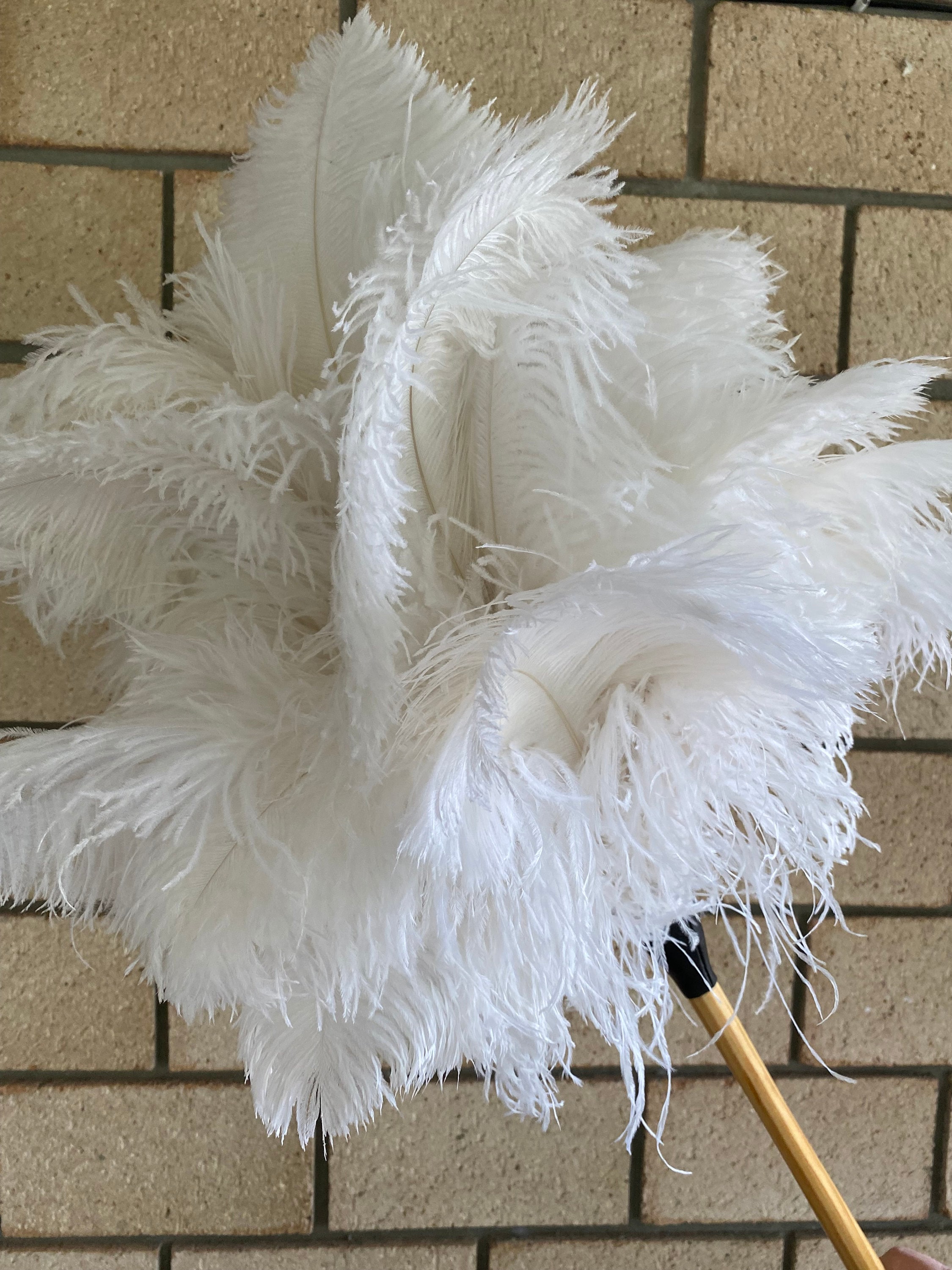 15-80cm White Ostrich Feather Hair for Dresses & Decor - OneYard