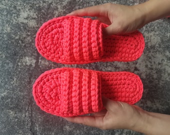 Bold neon handcrafted crochet slippers
