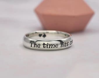 Alice in Wonderland Ring Lewis Carroll Quote Inspirational Jewelry Sterling Silver Handmade Birthday Gift