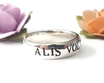 Alis Volat Propriis - She Flies With Her Own Wings - Latin Quote Sterling Silver Ring Birthday Gift for her