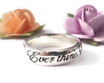 Ever thine, Every mine, Ever ours Sterling Silver Promise Ring Romantic Gift for Her Birthday Gift