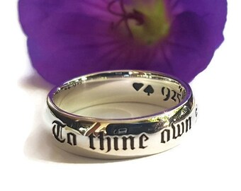 Thine Own Self Be True to yourself Shakespeare Hamlet Quote Inspirational Graduation Quote Grad Gift Sterling Silver Handmade Birthday Gift