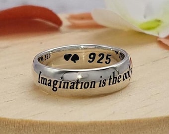 Alice in Wonderland Ring Lewis Carroll Quote Inspirational Jewelry Sterling Silver Handmade Birthday Gift