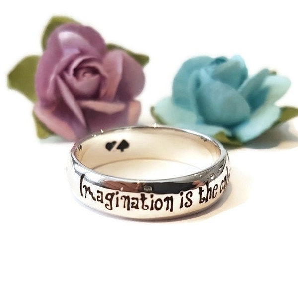 Alice in Wonderland Ring Lewis Carroll Quote Inspirational Jewelry Sterling Silver Handmade Birthday Gift