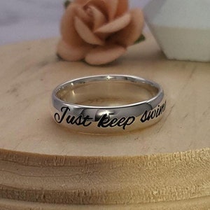 Just keep swimming Motivational ring Keep Moving Forward Sterling Silver Handmade