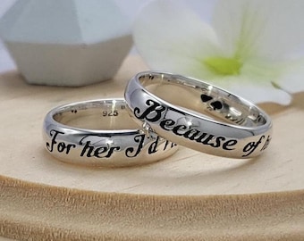 Sterling Silver Mother Daughter Ring Set: Quote Rings