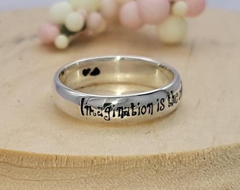 Alice in Wonderland Ring Lewis Carroll Quote Inspirational Jewelry Sterling Silver Handmade Birthday Gift