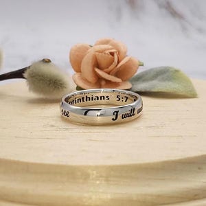 Anillo de fe con versículo bíblico de Corintios, escritura hecha a mano, plata de ley, regalo de cumpleaños imagen 4