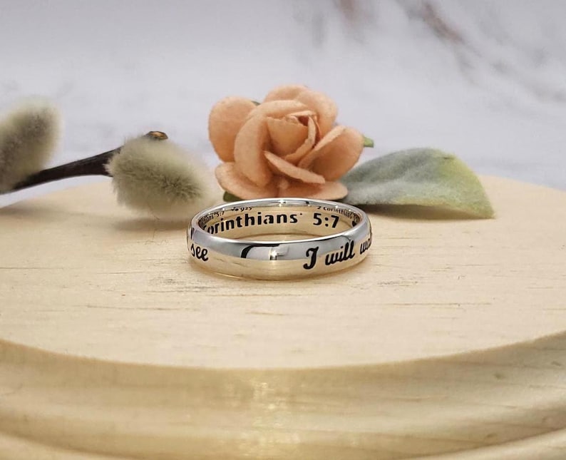 Anillo de fe con versículo bíblico de Corintios, escritura hecha a mano, plata de ley, regalo de cumpleaños imagen 4