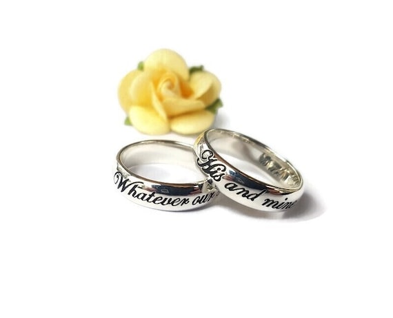 Engraved Sterling Silver Rings: "Whatever Our Souls," Matching Pair