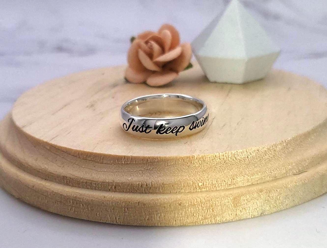Ring Motivation Just Keep Swimming Motivational Ring Keep Moving Forward Sterling ...