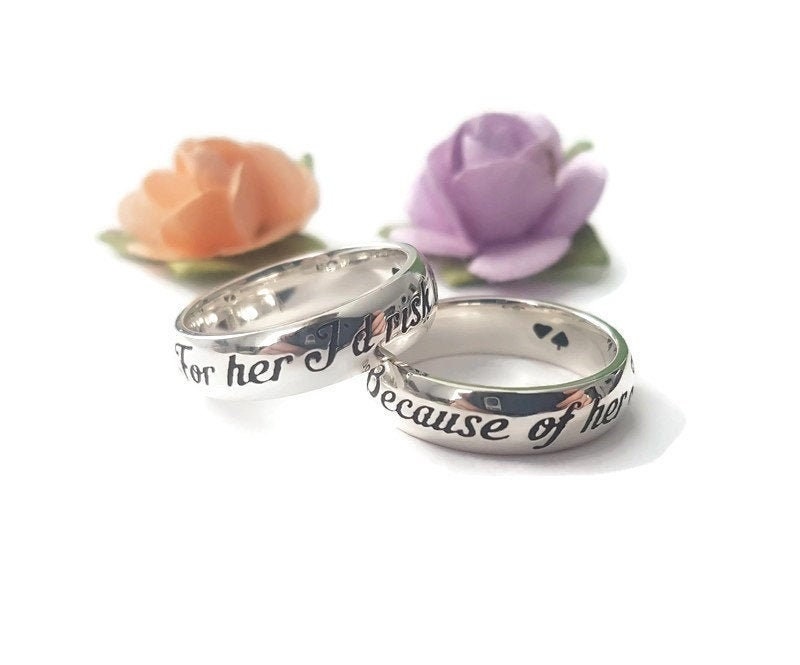 Buy Mother Daughter Quote Ring Because of Her I Will Not Fall for Her I'd  Risk It All Sterling Silver Ring Pair Gift for Mom Daughter Online in India  - Etsy
