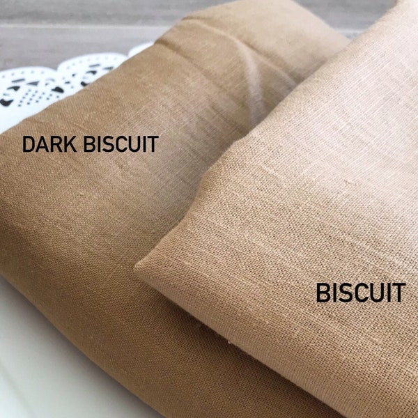 Biscuit 100% Linen Fabric by Meter | Pale and Dark Biscuit Pure linen, by the yard, Natural Soft Brown Toffee Coloured Fabric