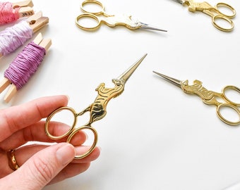 Unicorn Scissors, Gold Unicorn Embroidery Scissors | Gold Vintage Style Scissors, Small Scissors, Gold Shears, Unicorn Snips, Gold Scissors