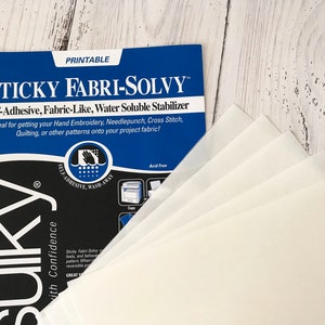 Sticky Fabri Solvy, Printable Stabilizer, Sulky Fabri Solvy, Printable Embroidery, Water Soluble Paper, 1 Sheet Sulky Stabilizer