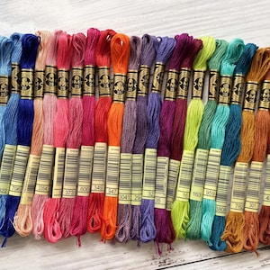 DMC Stranded Cotton Embroidery Thread Pack ~ 25 Thread Bundle | DMC Floss Skeins Cross Stitch Gift for Her, DIY Embroidery Cross Stitch Kit