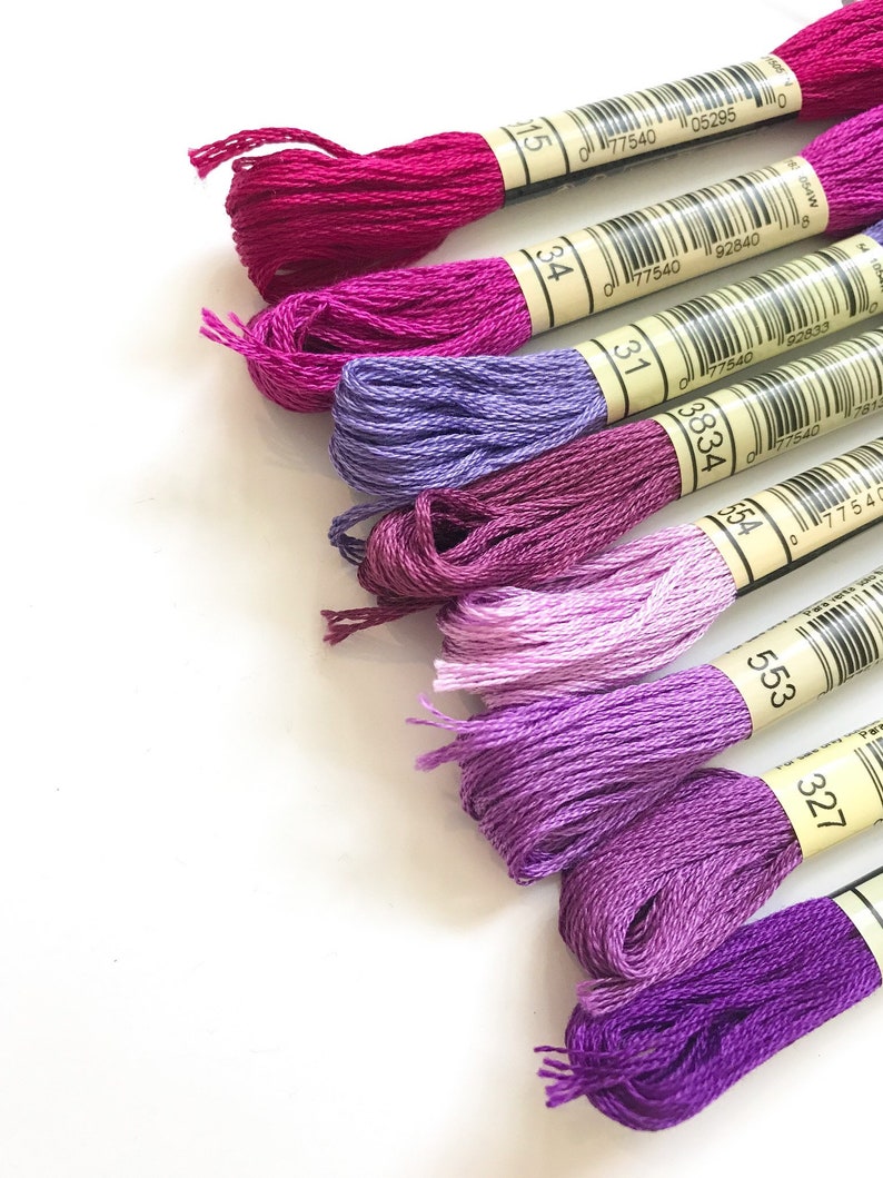 PURPLE Embroidery Floss Set DMC Embroidery Thread Collection Etsy