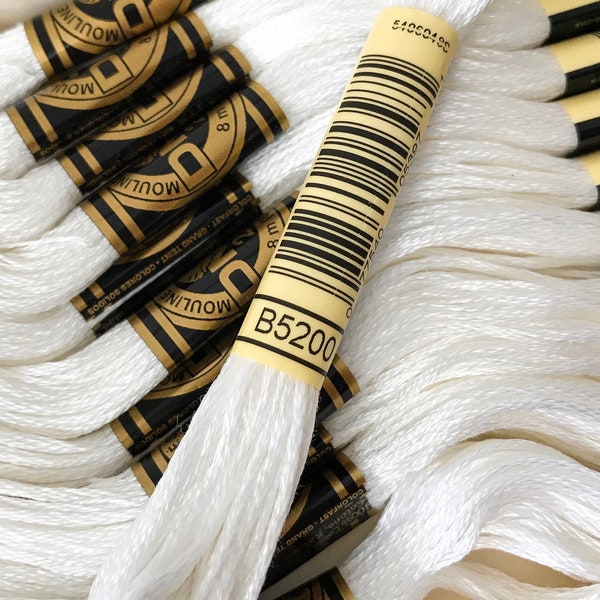 White Embroidery Floss DMC. BLANC. 746 Off White B5200 Snow White. White Embroidery Floss | 8.7 yd. Skeins DMC Stranded White Floss