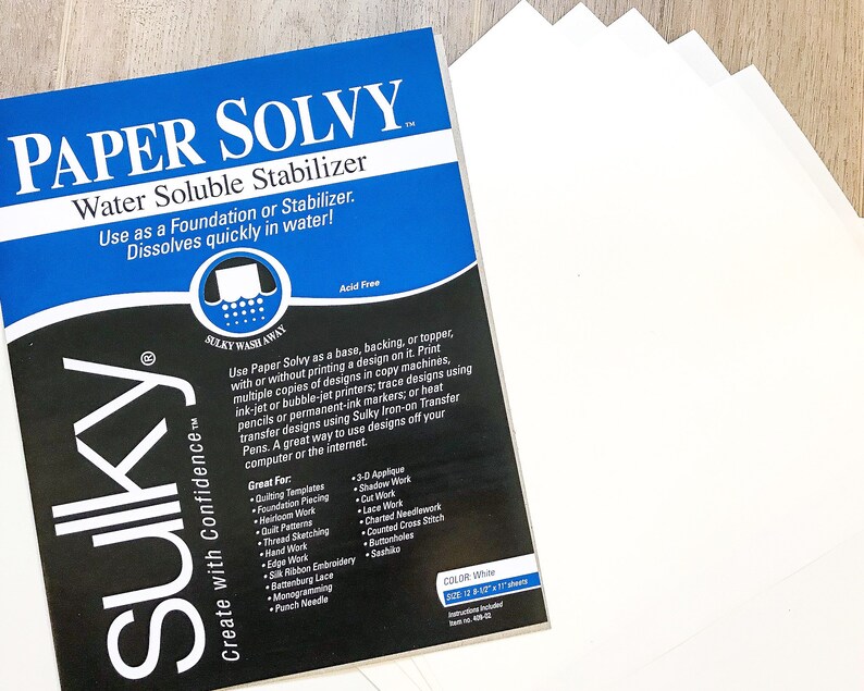 Paper Solvy Water Soluble Stabilizer Sulky Fabri Solvy Etsy