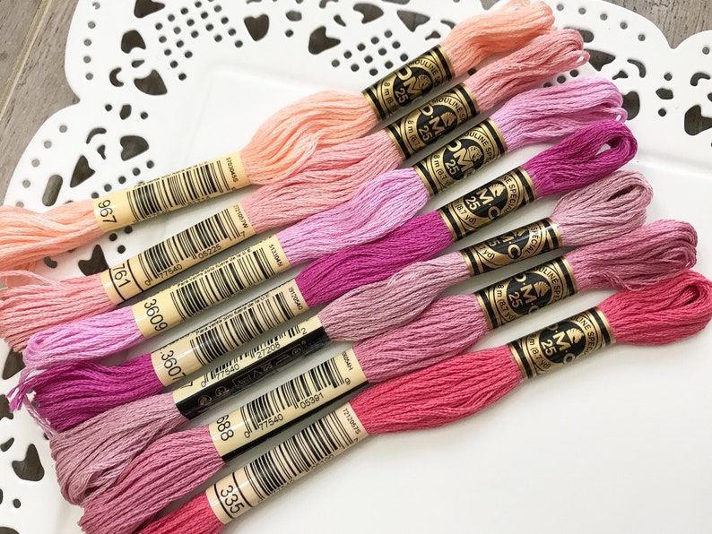 PINK Embroidery Floss Set DMC Embroidery Thread Collection Etsy
