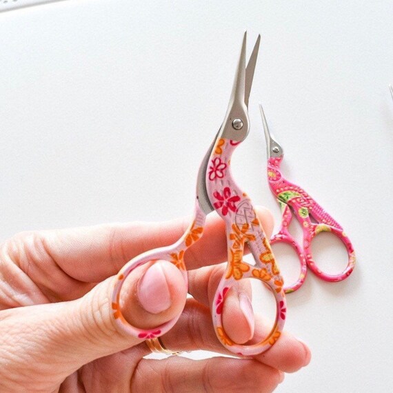 Stork Scissors Pink Embroidery Scissors, Sewing Scissors, Small Scissors  Crane Scissors 